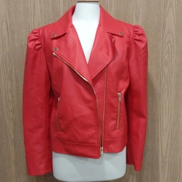 New York & Company Jackets & Blazers - WoW NY & CO Red Faux Leather Jacket Large L
